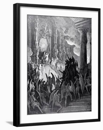 Satan in Council, from Book I of 'Paradise Lost' by John Milton (1608-74) Engraved by Stephane…-Gustave Dor?-Framed Giclee Print