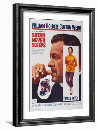 Satan Never Sleeps, from Left: William Holden, France Nuyen, 1962-null-Framed Art Print