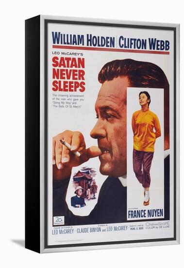 Satan Never Sleeps, from Left: William Holden, France Nuyen, 1962-null-Framed Stretched Canvas