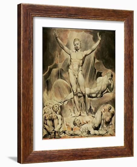 Satan rousing the rebellious angels. Paper.-William Blake-Framed Giclee Print