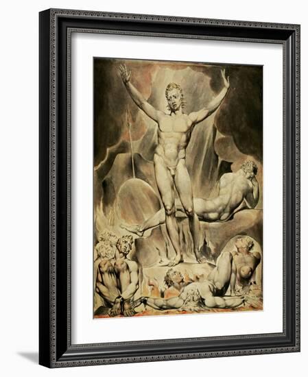 Satan rousing the rebellious angels. Paper.-William Blake-Framed Giclee Print
