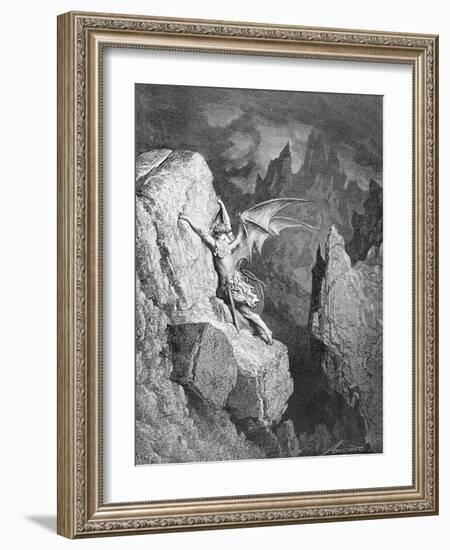 Satan's Flight Through Chaos, from 'Paradise Lost' by John Milton (1608-74) Engraved by Adolphe…-Gustave Doré-Framed Giclee Print