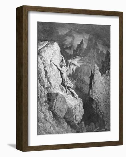Satan's Flight Through Chaos, from 'Paradise Lost' by John Milton (1608-74) Engraved by Adolphe…-Gustave Doré-Framed Giclee Print