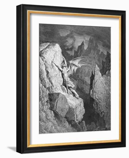 Satan's Flight Through Chaos, from 'Paradise Lost' by John Milton (1608-74) Engraved by Adolphe…-Gustave Doré-Framed Giclee Print