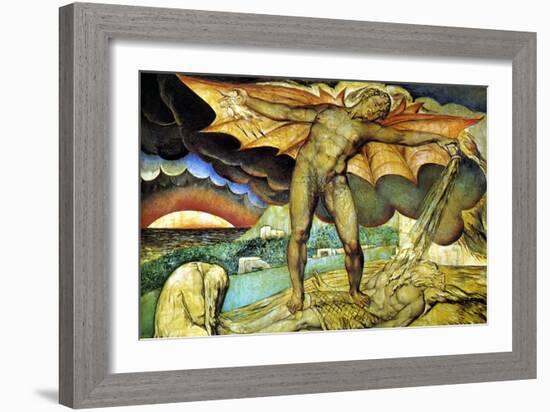 Satan Smiting Job with Sore Boils-William Blake-Framed Art Print