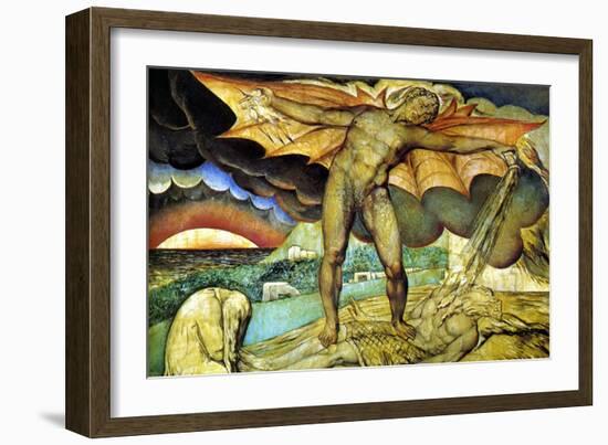 Satan Smiting Job with Sore Boils-William Blake-Framed Art Print