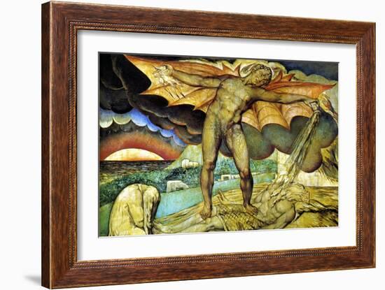 Satan Smiting Job with Sore Boils-William Blake-Framed Art Print