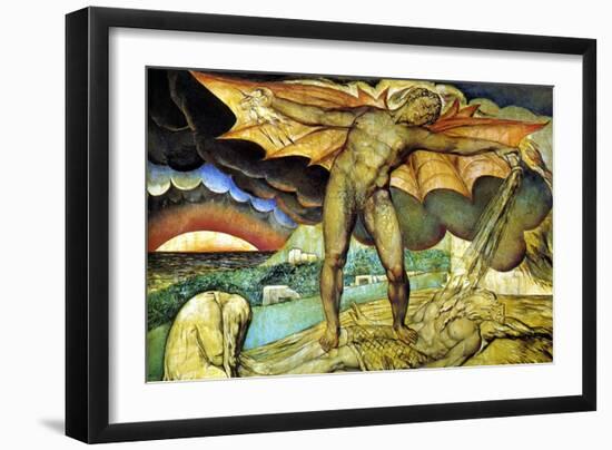 Satan Smiting Job with Sore Boils-William Blake-Framed Art Print