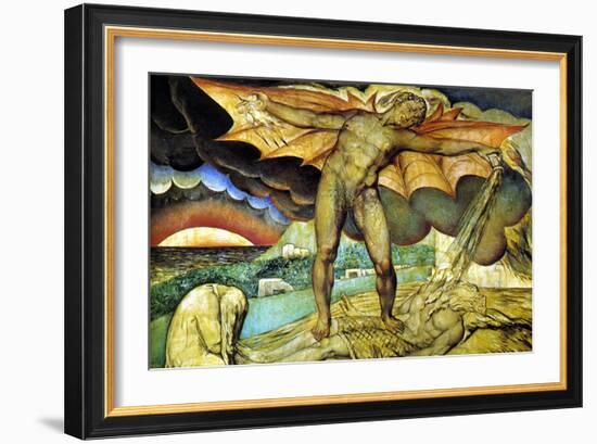 Satan Smiting Job with Sore Boils-William Blake-Framed Art Print