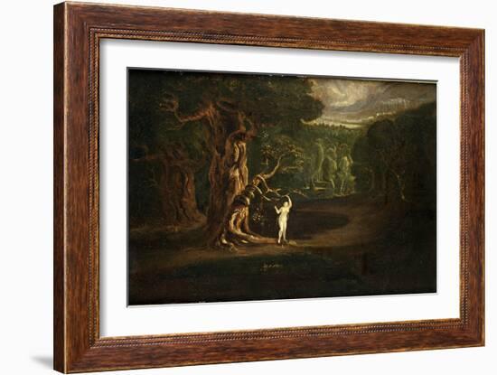 Satan Tempting Eve, from "Paradise Lost" by John Milton-John Martin-Framed Giclee Print