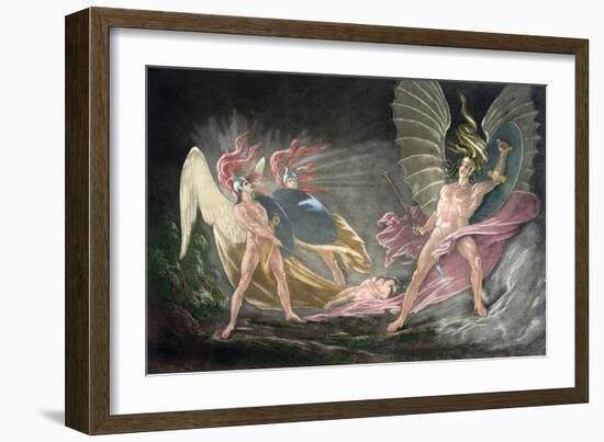 Satan Tempts Eve in the Dream, Paradise Lost by John Milton-John Martin-Framed Giclee Print