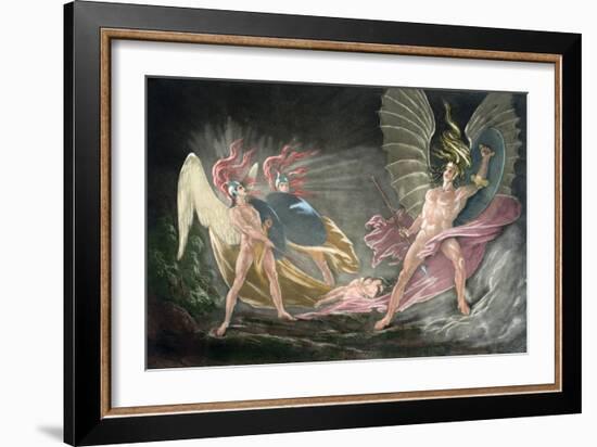 Satan Tempts Eve in the Dream, Paradise Lost by John Milton-John Martin-Framed Giclee Print