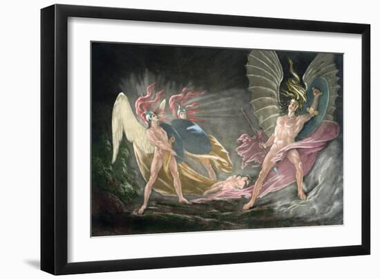 Satan Tempts Eve in the Dream, Paradise Lost by John Milton-John Martin-Framed Giclee Print