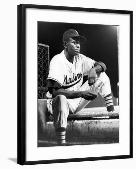 Satchel Paige in His Miami Marlins Uniform, August 15, 1958-null-Framed Photographic Print