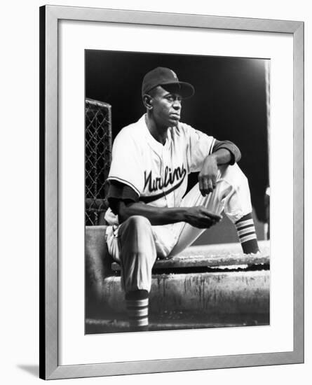 Satchel Paige in His Miami Marlins Uniform, August 15, 1958-null-Framed Photographic Print