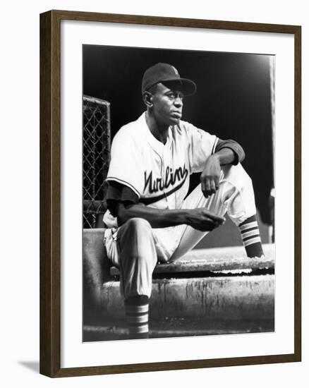 Satchel Paige in His Miami Marlins Uniform, August 15, 1958-null-Framed Photographic Print