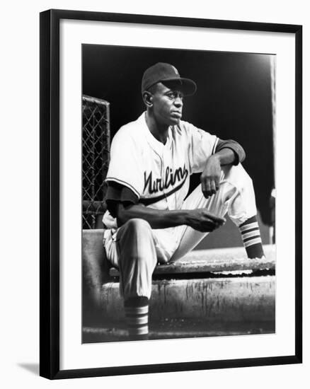 Satchel Paige in His Miami Marlins Uniform, August 15, 1958-null-Framed Photographic Print