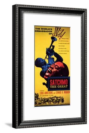 Music shop Decor Love Music Gift Vintage Framed Poster LOUIS ARMSTRONG Rare Big Wall Picture Satchmo Framed Art Jazz Bar