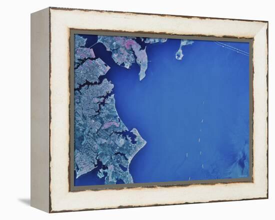 Satellite Image of Chesapeake Bay and Annapolis, Maryland-Stocktrek Images-Framed Premier Image Canvas