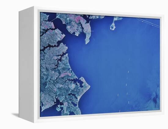 Satellite Image of Chesapeake Bay and Annapolis, Maryland-Stocktrek Images-Framed Premier Image Canvas