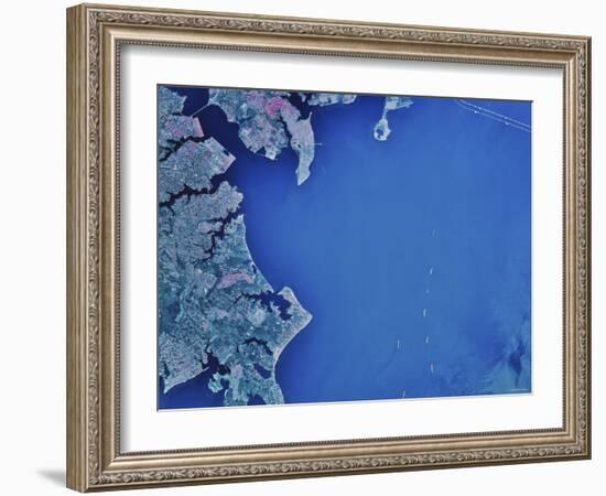 Satellite Image of Chesapeake Bay and Annapolis, Maryland-Stocktrek Images-Framed Photographic Print