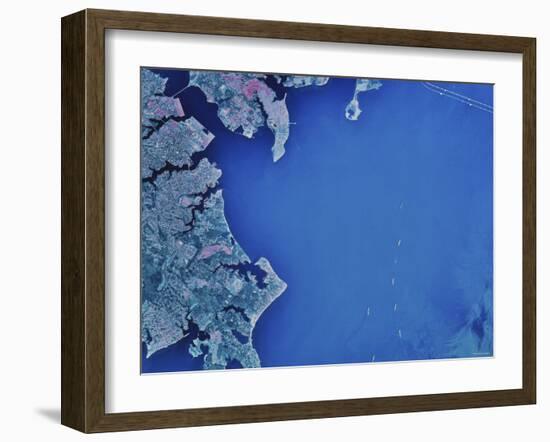 Satellite Image of Chesapeake Bay and Annapolis, Maryland-Stocktrek Images-Framed Photographic Print