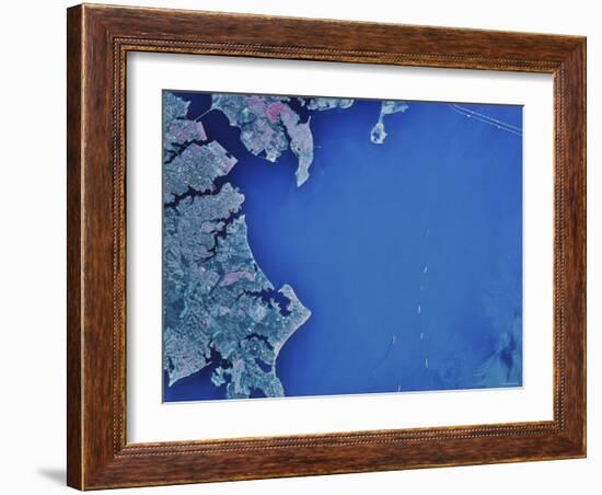 Satellite Image of Chesapeake Bay and Annapolis, Maryland-Stocktrek Images-Framed Photographic Print