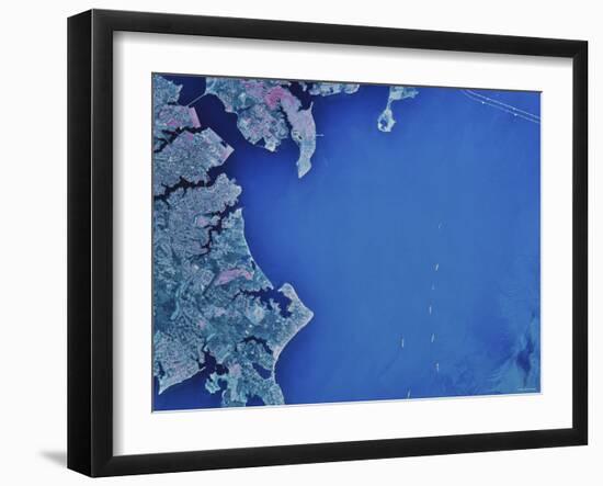 Satellite Image of Chesapeake Bay and Annapolis, Maryland-Stocktrek Images-Framed Photographic Print