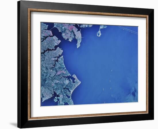 Satellite Image of Chesapeake Bay and Annapolis, Maryland-Stocktrek Images-Framed Photographic Print