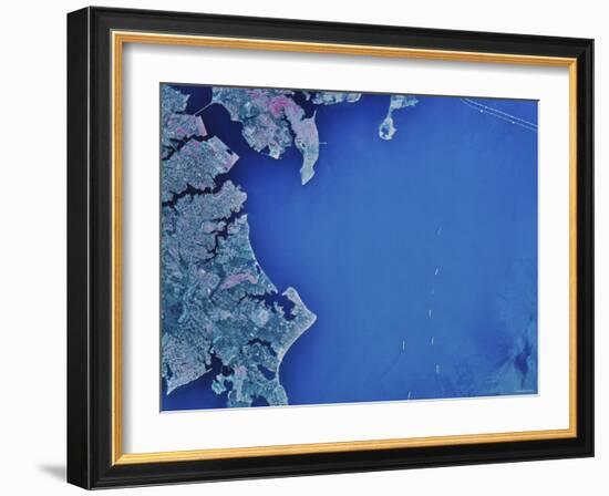 Satellite Image of Chesapeake Bay and Annapolis, Maryland-Stocktrek Images-Framed Photographic Print