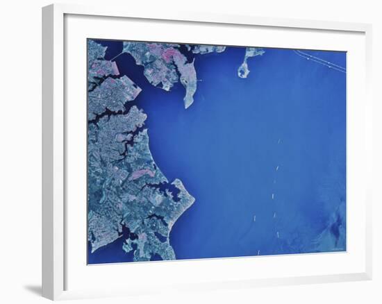 Satellite Image of Chesapeake Bay and Annapolis, Maryland-Stocktrek Images-Framed Photographic Print