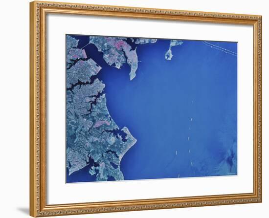 Satellite Image of Chesapeake Bay and Annapolis, Maryland-Stocktrek Images-Framed Photographic Print