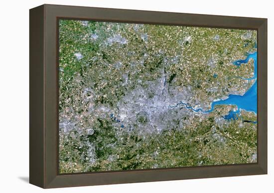 Satellite Image of Greater London, UK-PLANETOBSERVER-Framed Premier Image Canvas