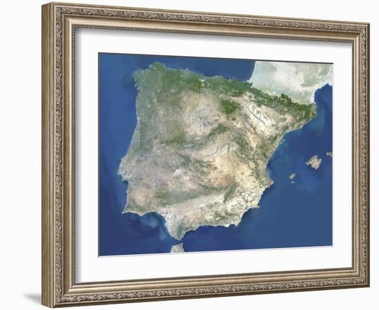 Satellite Image of Spain And Portugal-PLANETOBSERVER-Framed Photographic Print