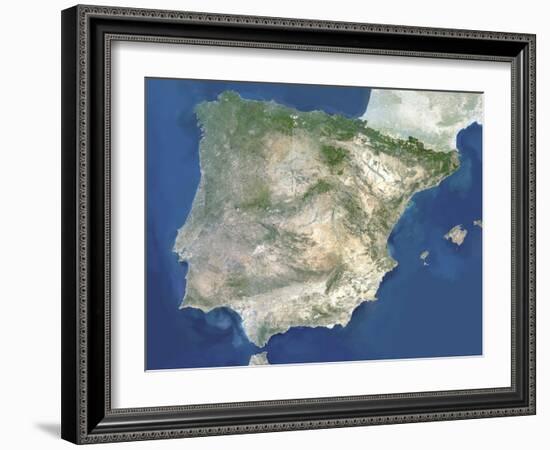 Satellite Image of Spain And Portugal-PLANETOBSERVER-Framed Photographic Print