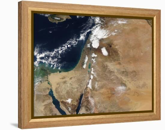 Satellite View of a Rare Winter Storm across Much of the Middle East-null-Framed Premier Image Canvas