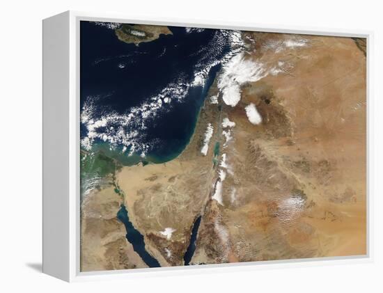 Satellite View of a Rare Winter Storm across Much of the Middle East-null-Framed Premier Image Canvas