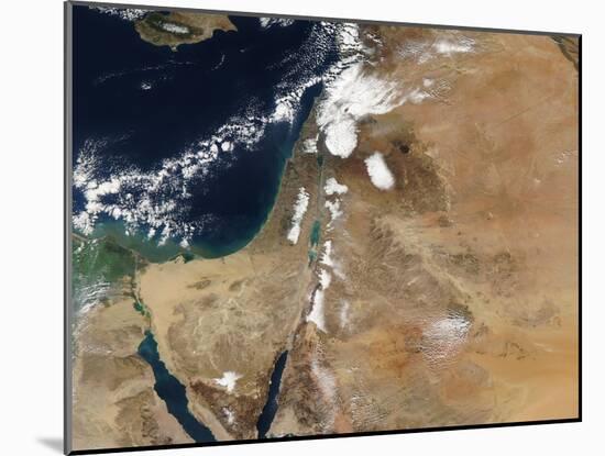 Satellite View of a Rare Winter Storm across Much of the Middle East-null-Mounted Photographic Print