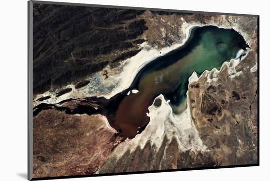 Satellite view of a saline lake, Lake Poopo, Oruro Department, Bolivia-null-Mounted Photographic Print