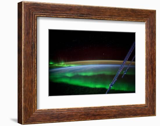 Satellite view of aurora borealis over India Ocean-null-Framed Photographic Print