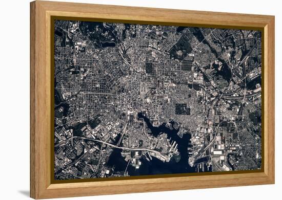 Satellite view of Baltimore, Maryland, USA-null-Framed Premier Image Canvas