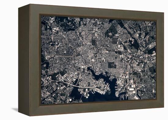 Satellite view of Baltimore, Maryland, USA-null-Framed Premier Image Canvas