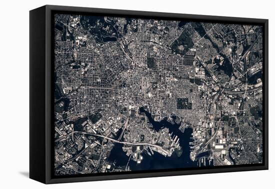 Satellite view of Baltimore, Maryland, USA-null-Framed Premier Image Canvas