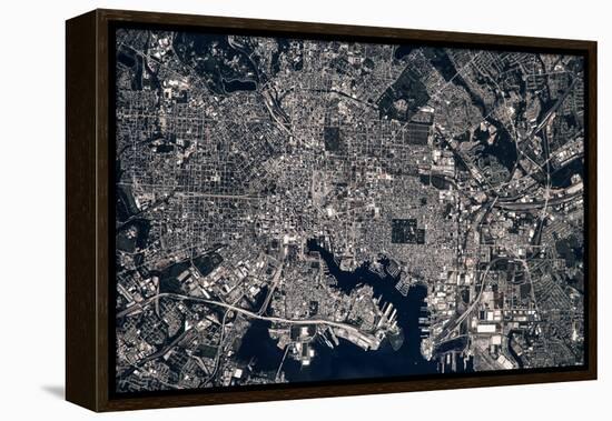 Satellite view of Baltimore, Maryland, USA-null-Framed Premier Image Canvas