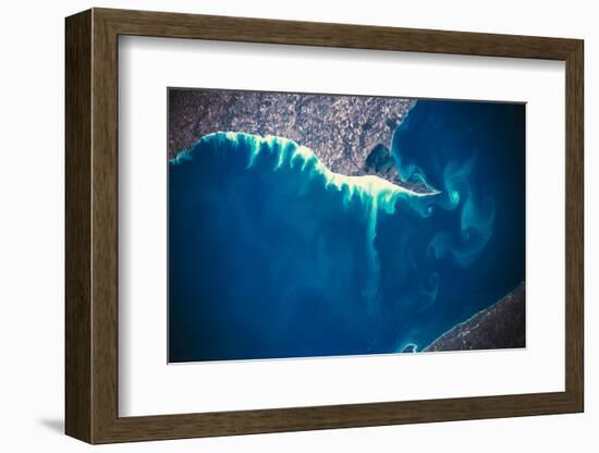 Satellite view of city at lake side, Great Lakes, North America-null-Framed Photographic Print