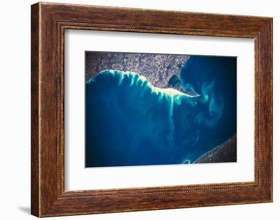 Satellite view of city at lake side, Great Lakes, North America-null-Framed Photographic Print