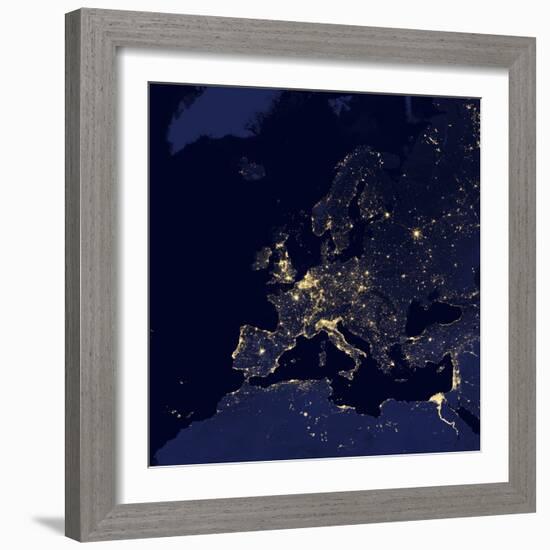 Satellite View of City Lights in Several European and Nordic Cities-null-Framed Photographic Print