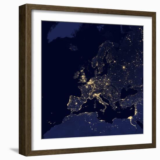 Satellite View of City Lights in Several European and Nordic Cities-null-Framed Photographic Print