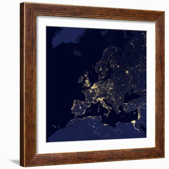 Satellite View of City Lights in Several European and Nordic Cities-null-Framed Photographic Print