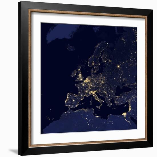 Satellite View of City Lights in Several European and Nordic Cities-null-Framed Photographic Print